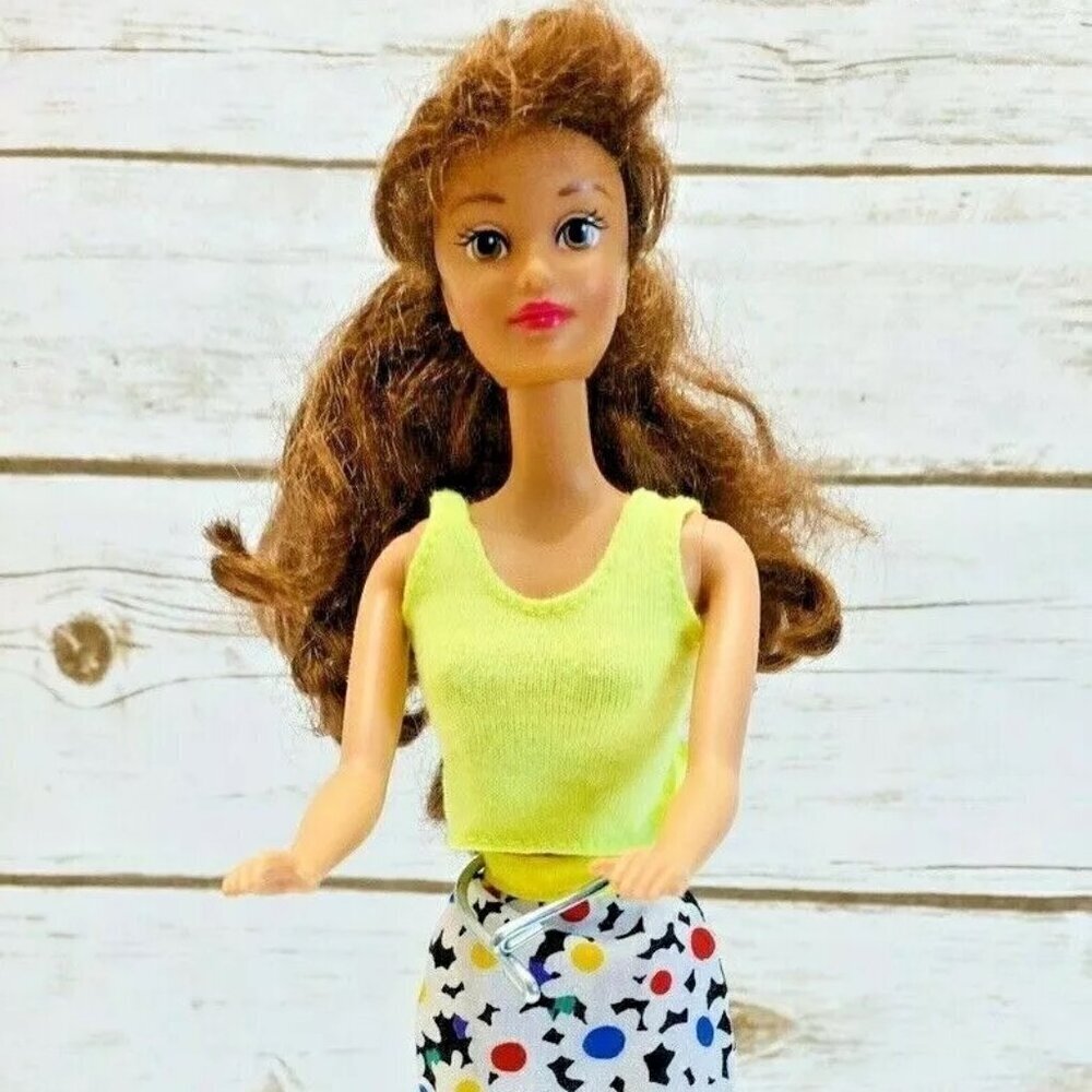 DISNEY MATTEL BARBIE Doll Long Red Hair Brown Eyes Two Piece Outfit 12" Tall